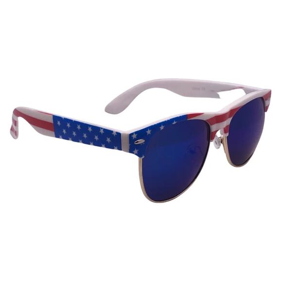 6026-1 | Blue Mirror Lens USA Flag Wayfarer Sunglasses - Picture 2 of 5